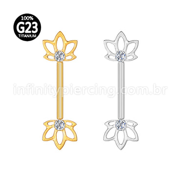 Piercing Mamilo Titânio Push Pin Folhas Zircônia