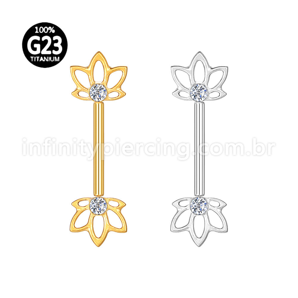 Piercing Mamilo Titânio Push Pin Folhas Zircônia