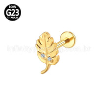Piercing Labret Titânio Folha Zircônia Cravejada