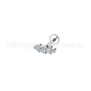 Piercing Labret Aço Cirúrgico 7 Zircônias