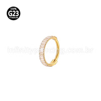 Piercing Argola Titânio Segmento Articulado Zircônia Retangular Cravejada