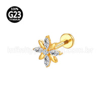 Piercing Labret Titânio Flor 5 Zircônias