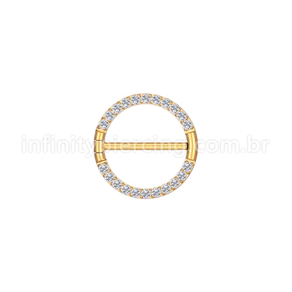 Piercing Argola  Aço Cirúrgico Mamilo Zircônia Cravejada