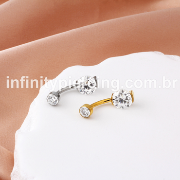 Piercing Banana Titânio 2 Zircônia Redonda