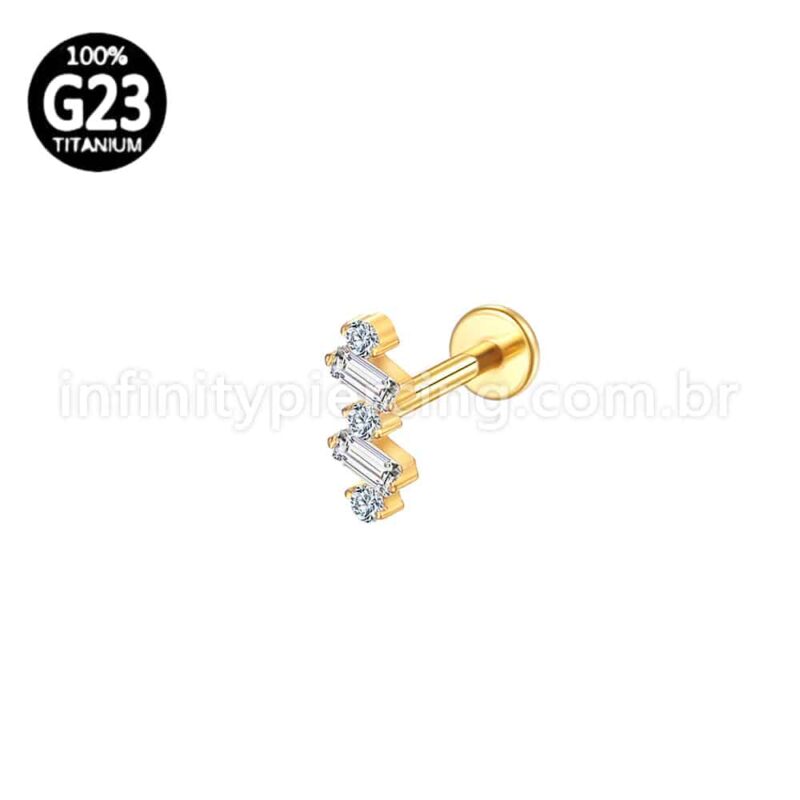 Piercing Labret Titânio 5 Zircônias