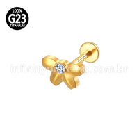 Piercing Labret Titânio Meia Flor