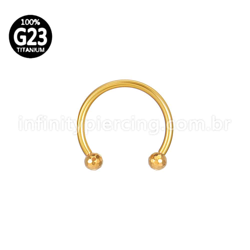 Piercing Ferradura Titânio Lapidada Rosca Externa