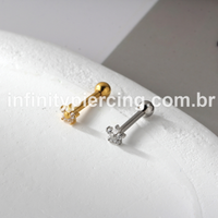 Piercing Barbell Aço Cirúrgico Flor Zircônia