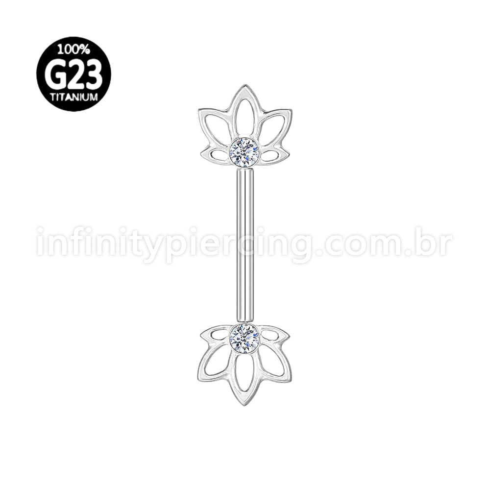 Piercing Mamilo Titânio Push Pin Folhas Zircônia