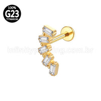 Piercing Labret Cluster Titânio Zircônia Retangular