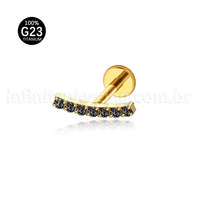 Piercing Labret Titânio Barra Curva Zircônia
