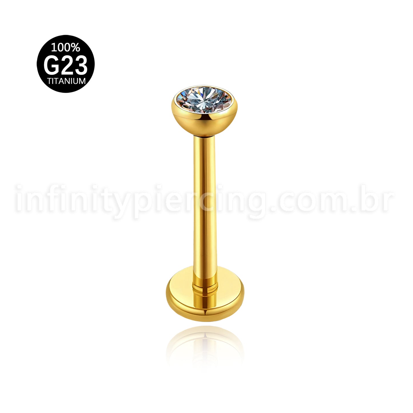 Piercing Labret Titânio Push Pin Zircônia Ponto De Luz Colorida