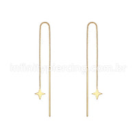 Piercing Palitinho Corrente Aço Cirúrgico Estrela 4 Pontas