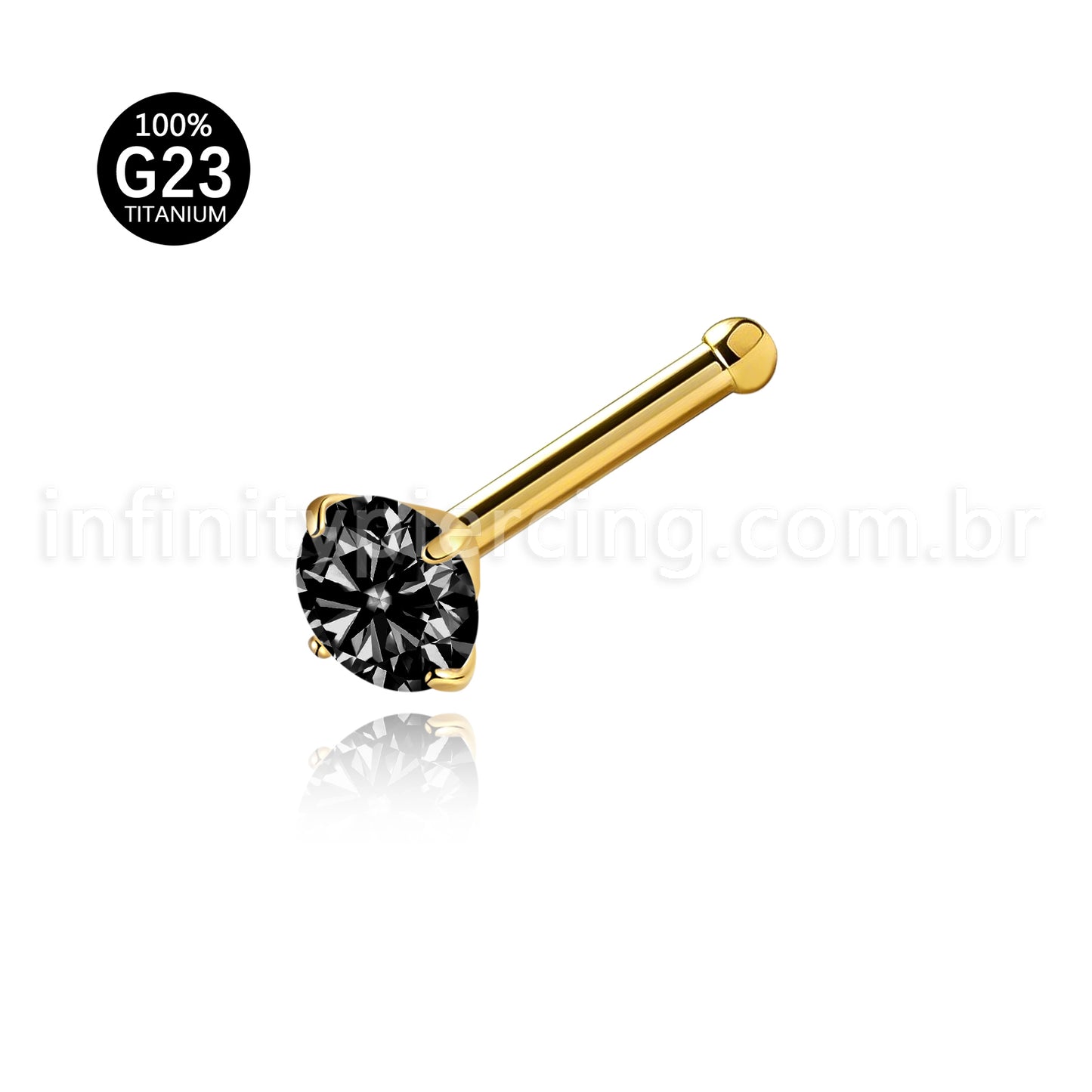 Piercing Nostril Reto Titânio Zircônia Redonda