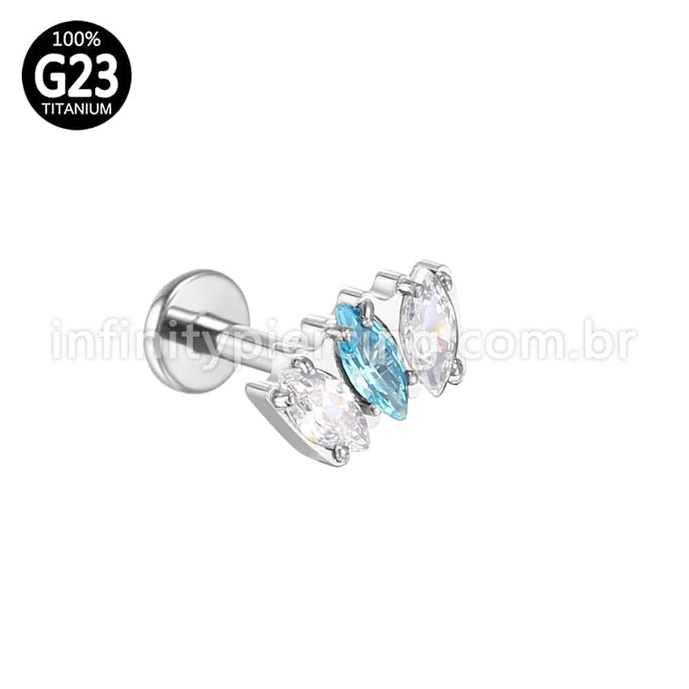 Piercing Labret Rosca Interna Titânio Zircônia