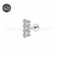 Piercing Labret Titânio Dupla Fileira Zircônia Pequena