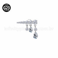 Piercing Labret Titânio Topo Reto Com Pingente Zircônias Cravejadas