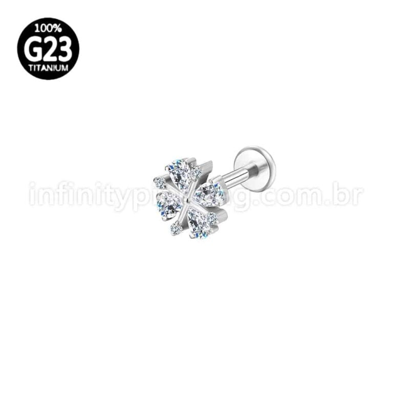 Piercing Labret Titânio Flor Zircônia
