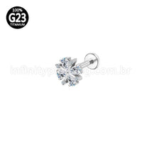 Piercing Labret Titânio Flor Zircônia