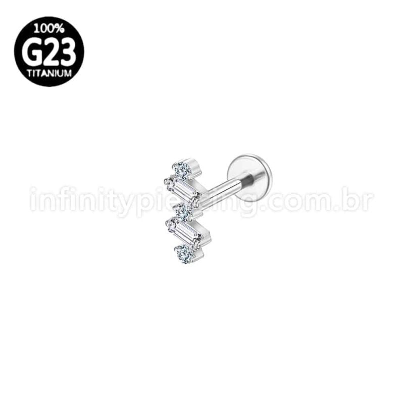 Piercing Labret Titânio 5 Zircônias