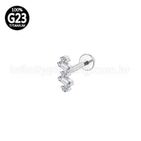Piercing Labret Titânio 5 Zircônias