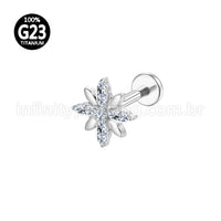 Piercing Labret Titânio Flor 5 Zircônias