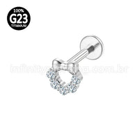 Piercing Labret Titânio Zircônia Cravejada Com Laço