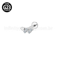 Piercing Labret Titânio 4 Zircônias Redonda