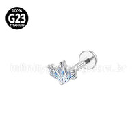 Piercing Labret Titânio Trio Zircônia