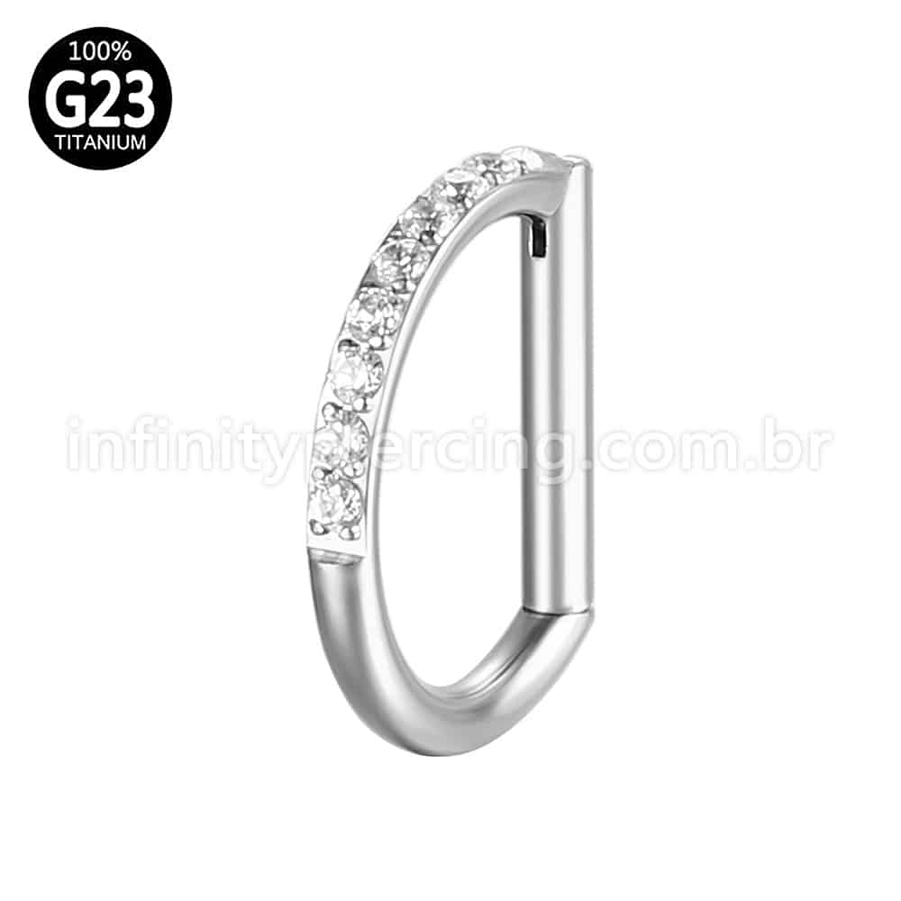 Piercing Meia Argola Titânio Segmento Articulado Zircônia Cravejada