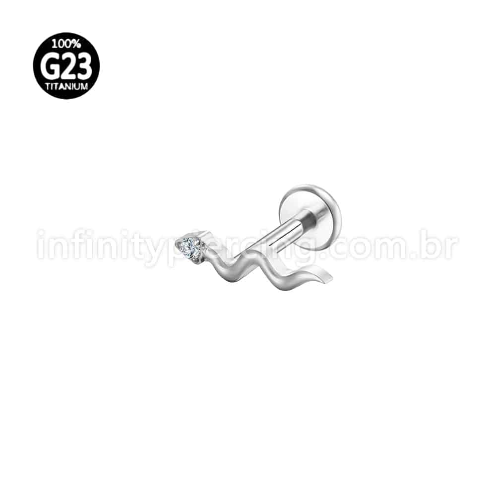 Piercing Labret Titânio Cobra Zircônia