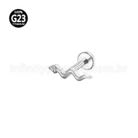 Piercing Labret Titânio Cobra Zircônia