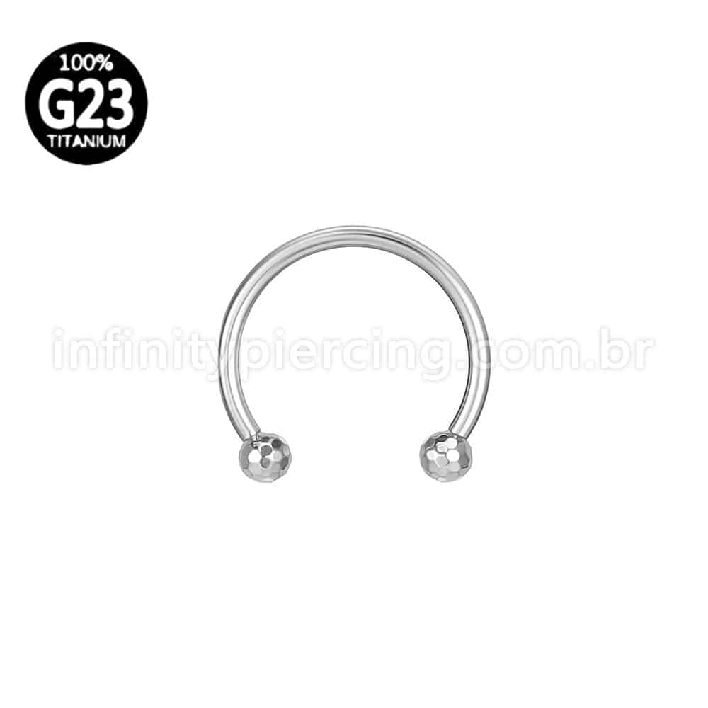Piercing Ferradura Titânio Lapidada Rosca Externa