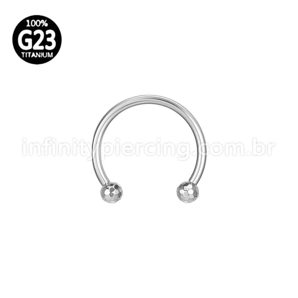 Piercing Ferradura Titânio Lapidada Rosca Interna