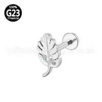 Piercing Labret Titânio Folha Zircônia Cravejada