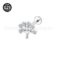 Piercing Labret Titânio Árvore  Zircônia Cravejada