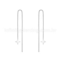 Piercing Palitinho Corrente Aço Cirúrgico Estrela 4 Pontas
