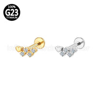 Piercing Labret Titânio 4 Zircônias Redonda