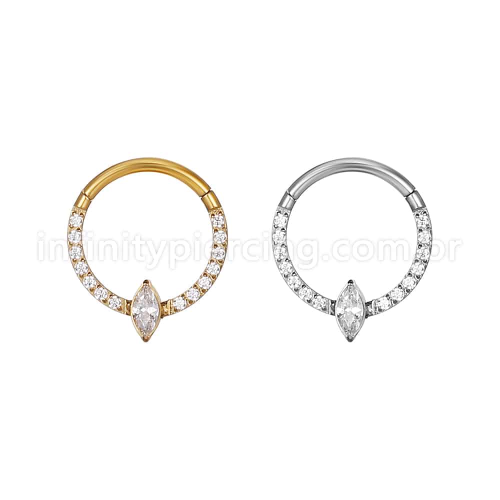 Piercing Argola Aço Cirúrgico Zircônia Cravejada