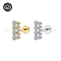 Piercing Labret Titânio Dupla Fileira Zircônia Pequena