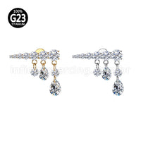 Piercing Labret Titânio Topo Reto Com Pingente Zircônias Cravejadas