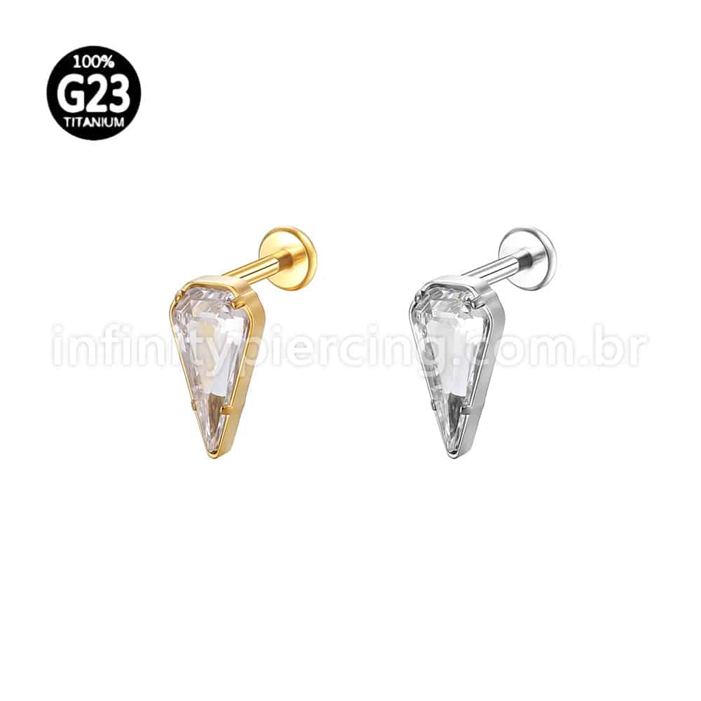Piercing Labret Titânio Zircônias Gota