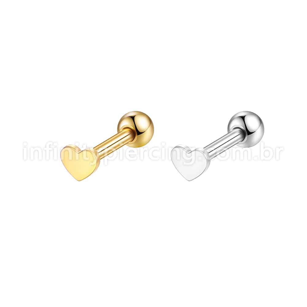 Piercing Minibarbell Aço Cirúrgico Coração