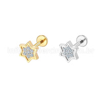Piercing Labret Aço Cirúrgico Estrela Zircônia Cravejada