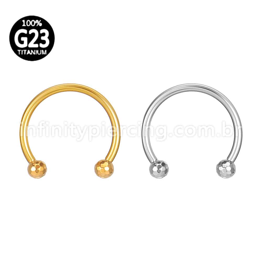 Piercing Ferradura Titânio Lapidada Rosca Externa