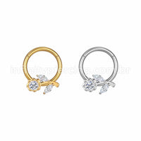 Piercing Argola Aço Cirúrgico Segmento Articulado Flor Zircônia Cravejada