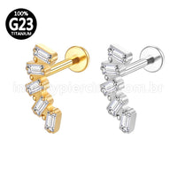 Piercing Labret Cluster Titânio Zircônia Retangular