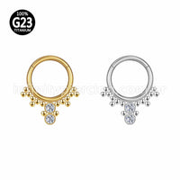 Piercing Argola Titânio Segmento Articulado Indiano Zircônia Cravada