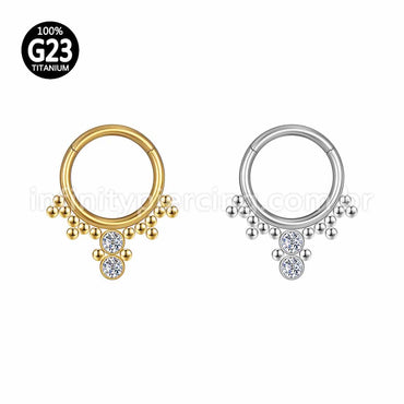 Piercing Argola Titânio Segmento Articulado Indiano Zircônia Cravada