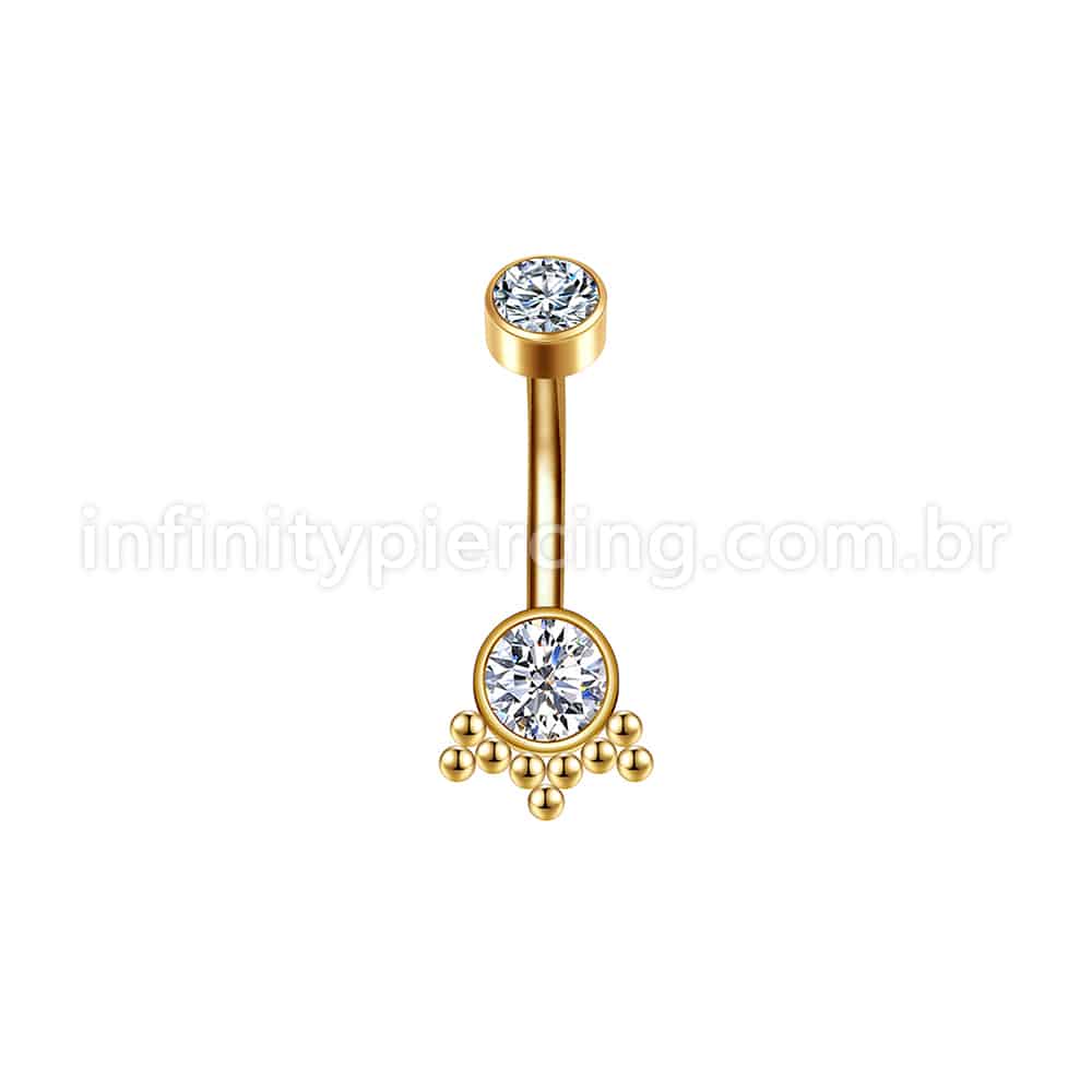 Piercing Banana Aço Cirúrgico Indiano Zircônia